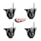 Service Caster 35 Inch Thermoplastic  Rubber Wheel Swivel 58 Inch Threaded Stem Caster Set with Brake SCC SCC-TS20S3514-TPRB-PLB-58212-4 - alternate 3
